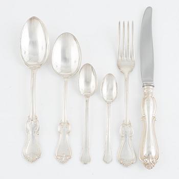 Cutlery set, silver, 39 pieces model 'Olga', and 15 pieces model 'Chippendale', including GAB, Stockholm 1963.
