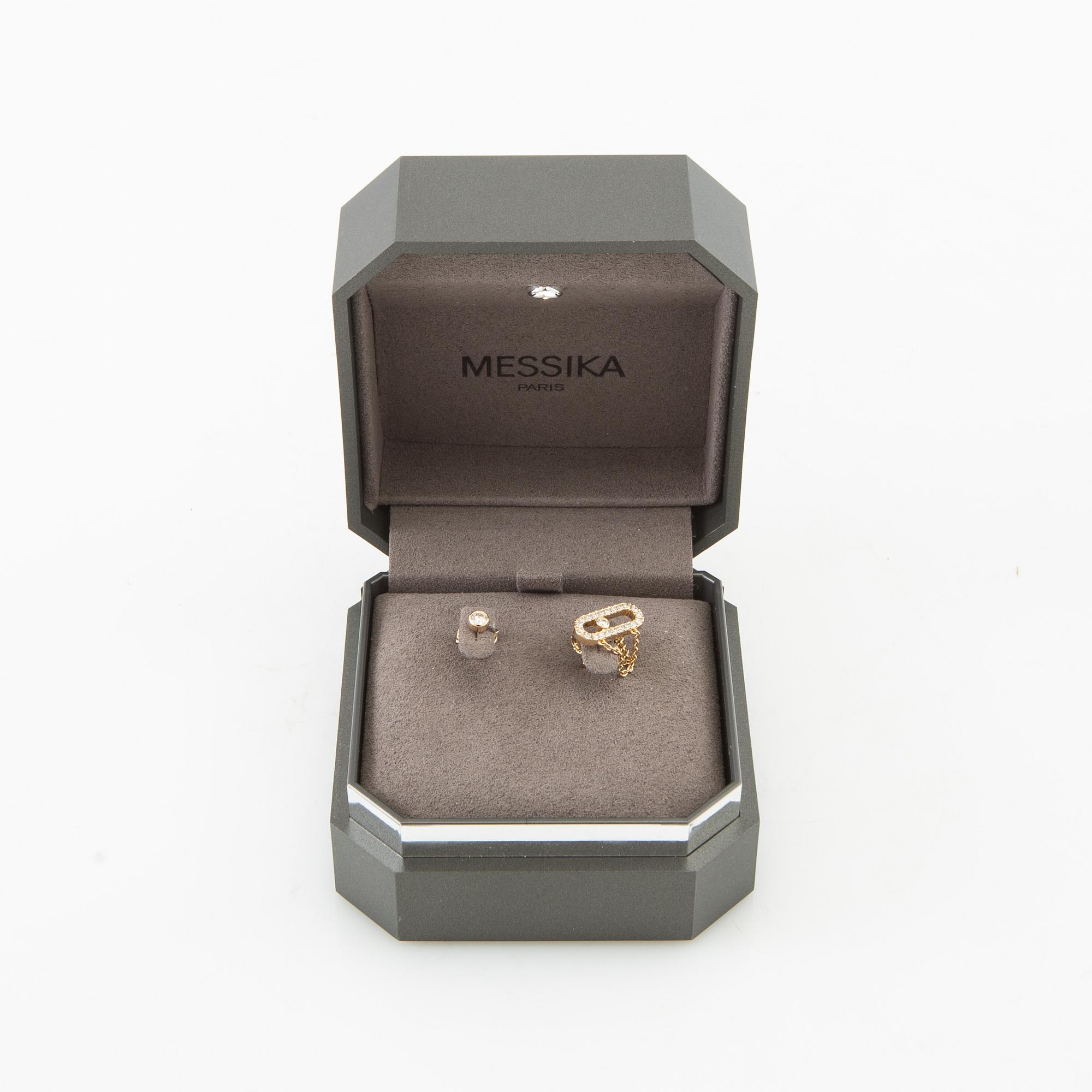 Earrings a pair of "Move Uno Chain and Stud Earrings", Messika.
