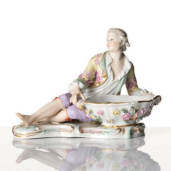 A pair of porcelain salt cellars, Meissen, Germany, late 19th century.