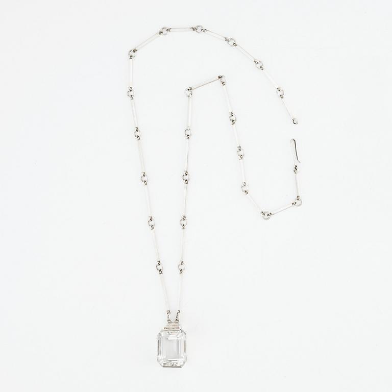 Wiwen Nilsson, a rock crystal and sterling silver necklace and pendant, Lund Sweden 1942.