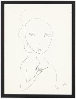 Roger Risberg, indian ink drawing, signed. Executed in 2008.