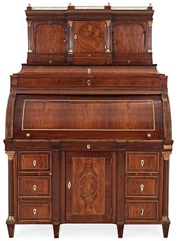 487. A German late 18th Century roll top desk.