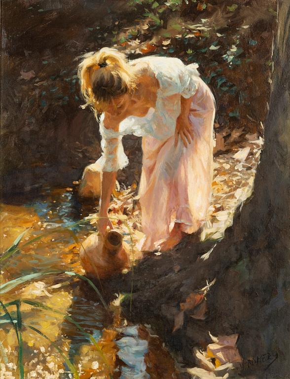Vicente Romero Redondo, oil on canvas, signed.