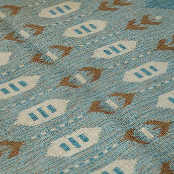 Matto, a machine-made double weave, ca 224 x 165 cm, signed JS.