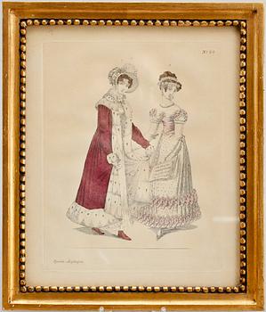 TAVELSVIT, 6 st, 1800-tal, kolorerade gravyrer.