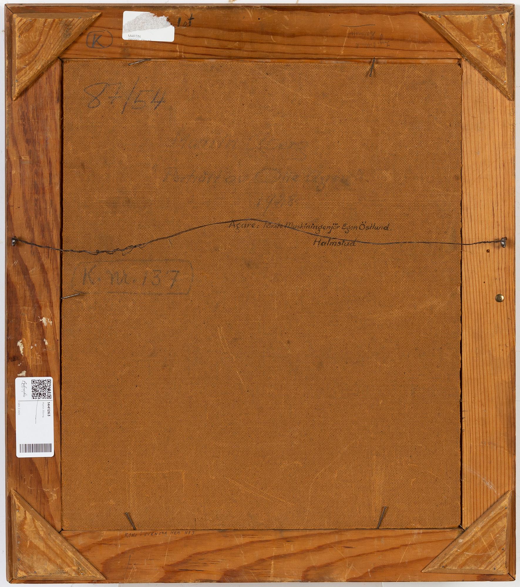 Martin Åberg, olja på pannå, signerad och daterad -28.