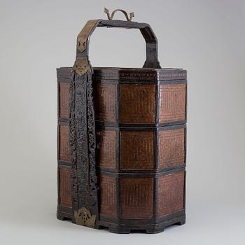 A large Chinese three-part basket with cover, 20th century.