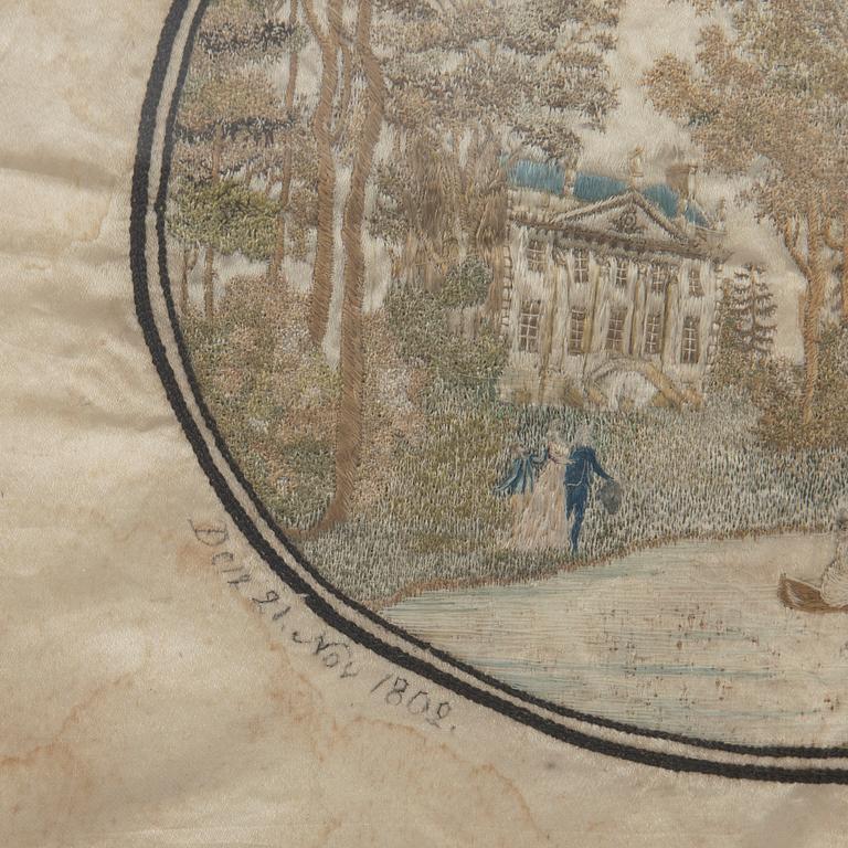 Silk embroidery, early 19th century.