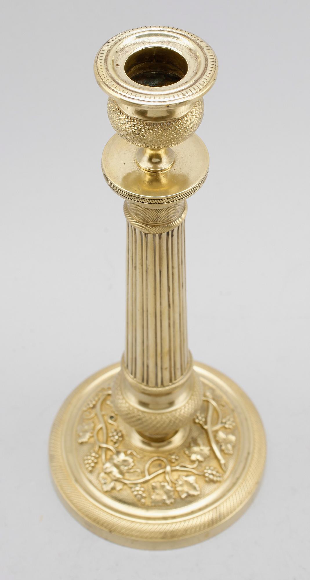 LJUSSTAKE, förgylld brons, empire, 1800-talets första hälft.