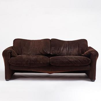 Vico Magistretti, a dark brown suede two-seated 'Maralunga' sofa, Cassina, Italy.