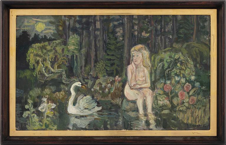 Olle Nordberg, olja på pannå, signerad.