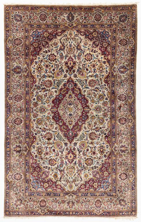 A semi-antique silk Keshan, c. 220 x 135 cm.