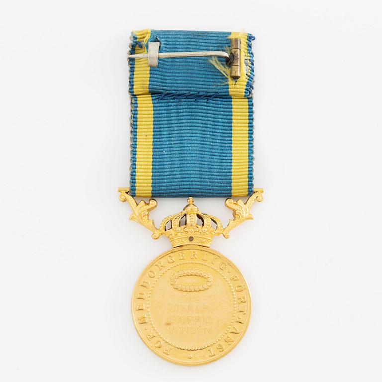 Gustav V,medal for civil merit , gold.