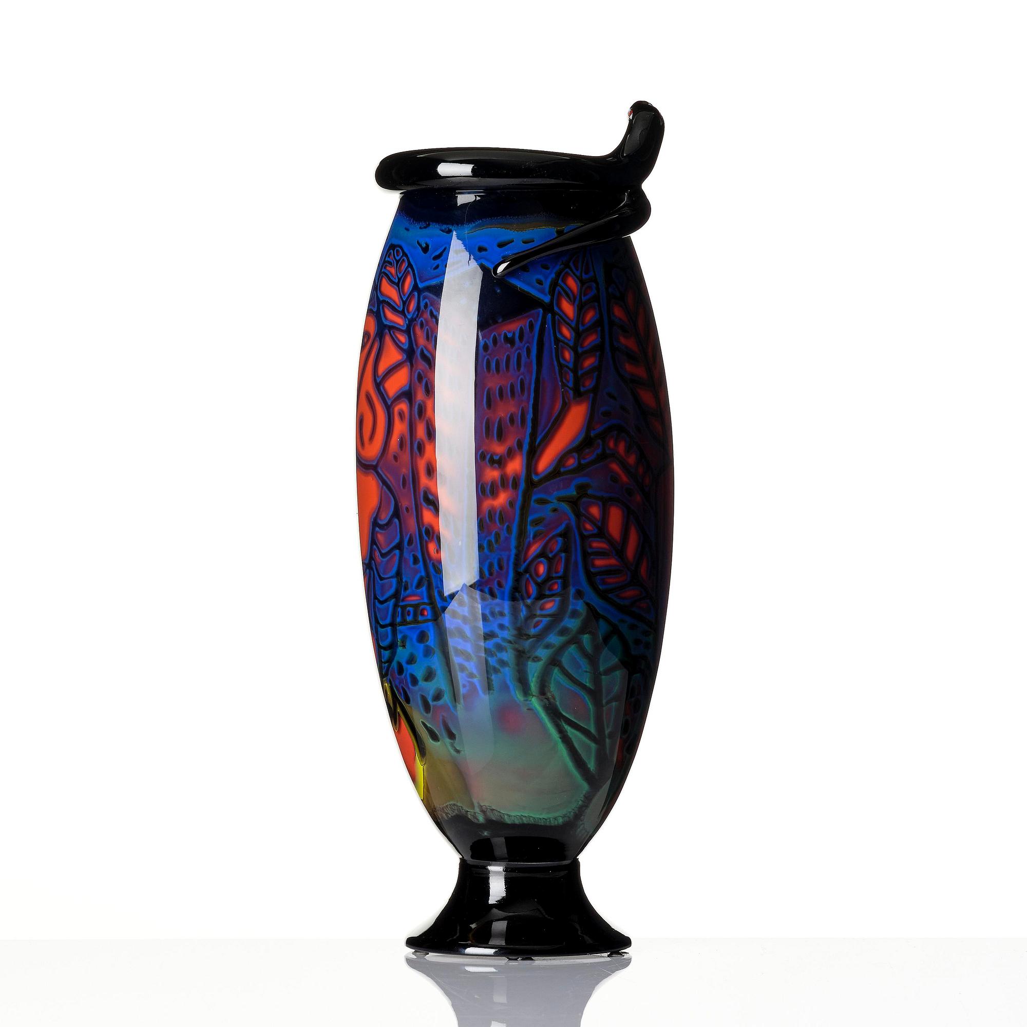 Ulrica Hydman-Vallien, a graal glass vase, Kosta Boda, Sweden, edition 1/5.
