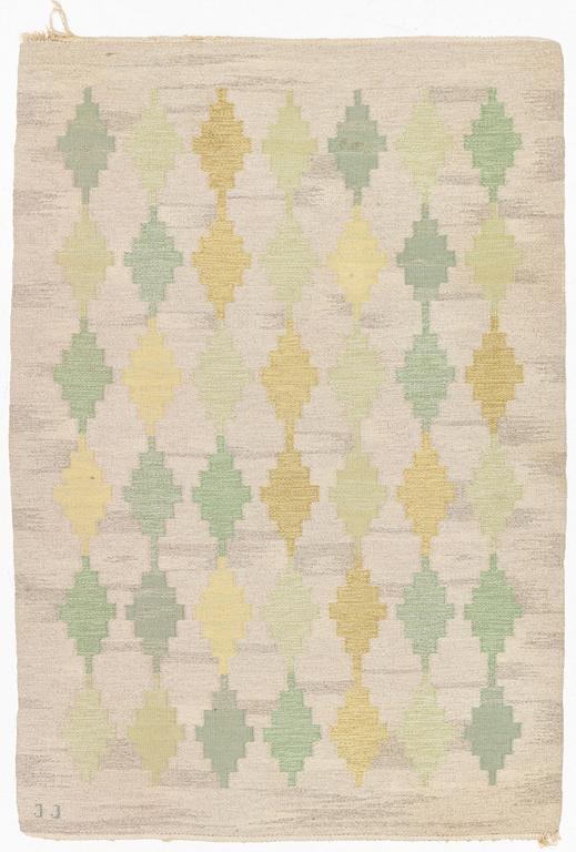 Judith Johansson, a 'Gullregn' flat weave rug, signed JJ, c. 205 x 140 cm.