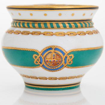 A cup and saucer from the Derzhava service, Imperial Porcelain Manufactory, St. Petersburg, late 19th century.