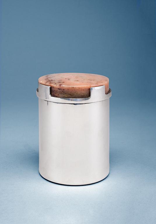 Bertel Gardberg, A SILVER JAR WITH STONE LID.