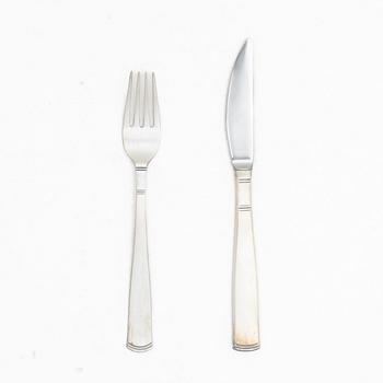 Jacob Ängman, bestick, 12 st, silver, modell Rosenholm, GAB, Eskilstuna, 1989-99.