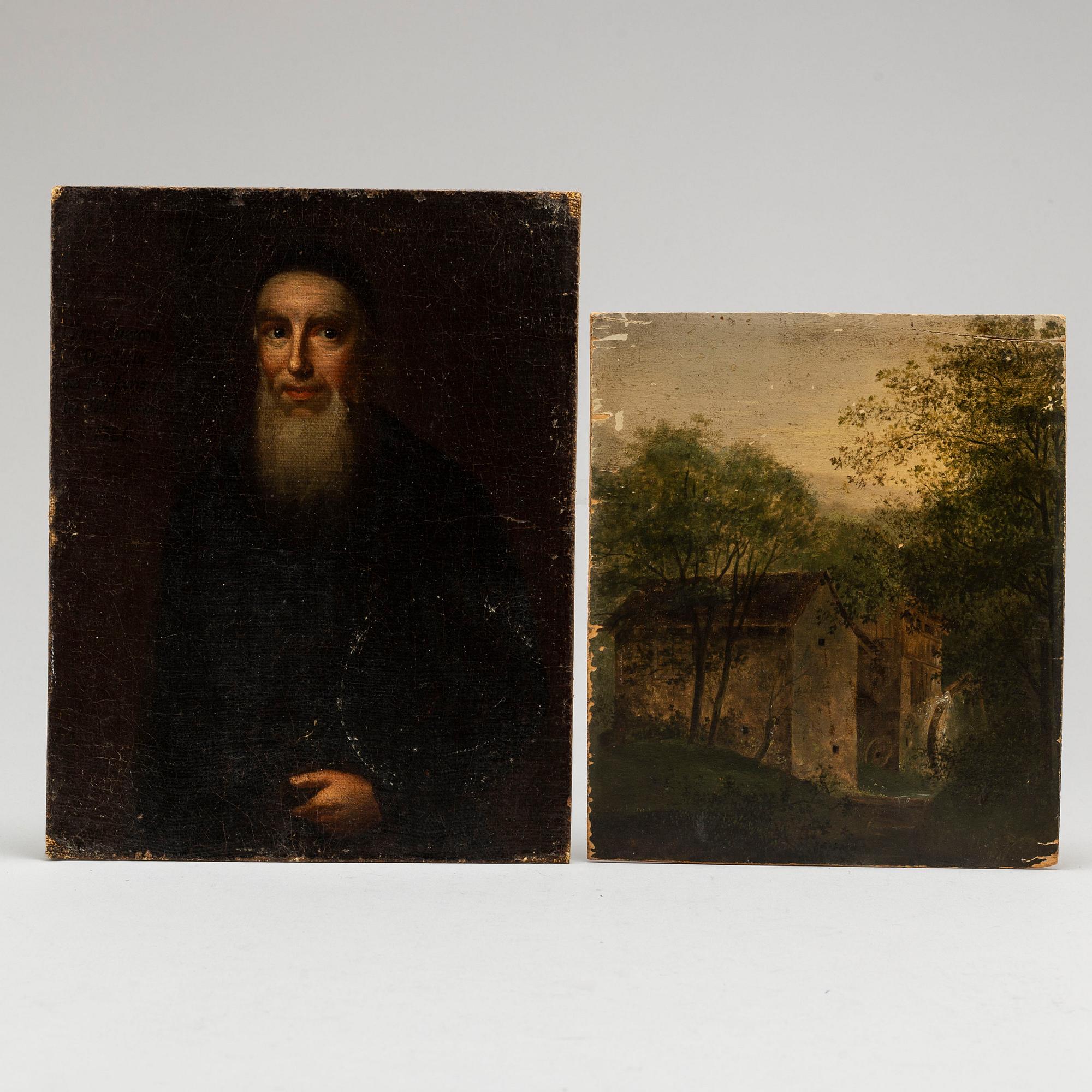 OKÄND KONSTNÄR, 1700-TAL. 2 st, olja på duk, pannå.