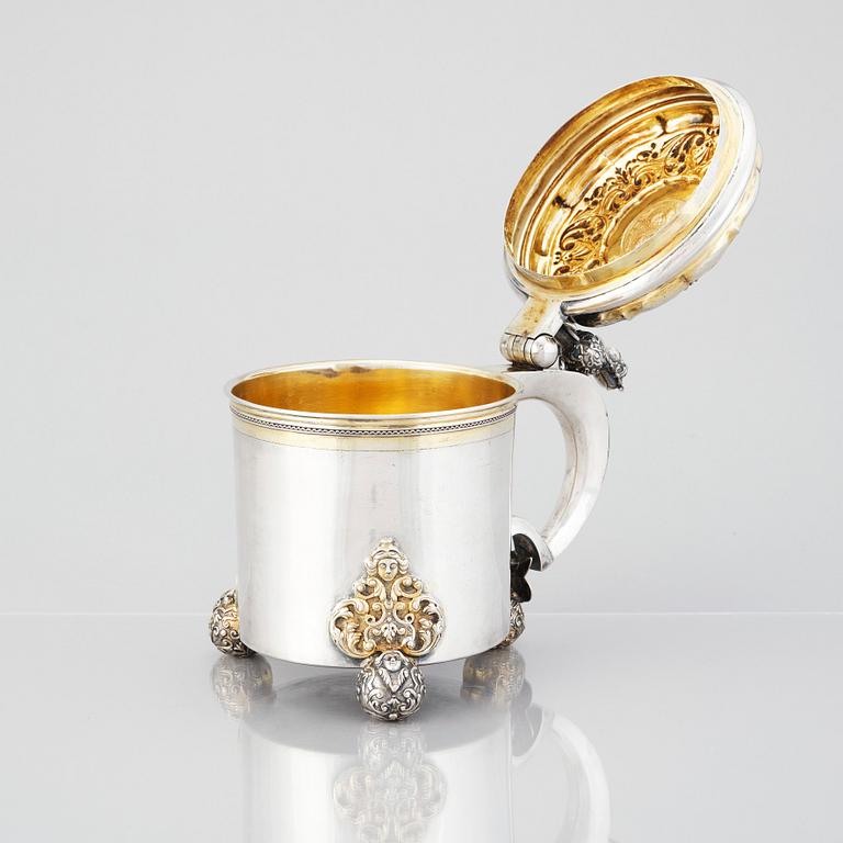 A Swedish 18th century parcel-gilt silver tankard, mark of Niclas Warneck, Karlstad 1751.