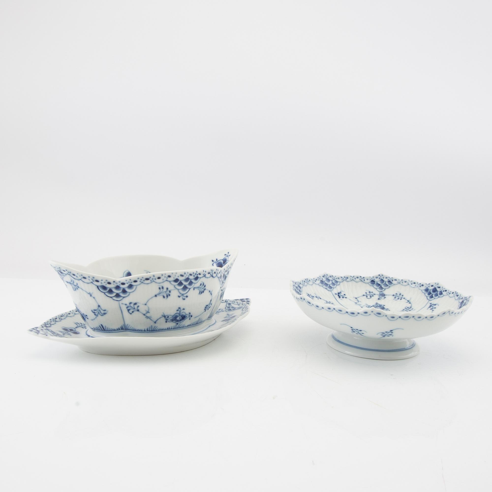 Servis 10 dlr "Musselmalet hel och halvblonde", Royal Copenhagen porslin 1900-talets andra hälft.