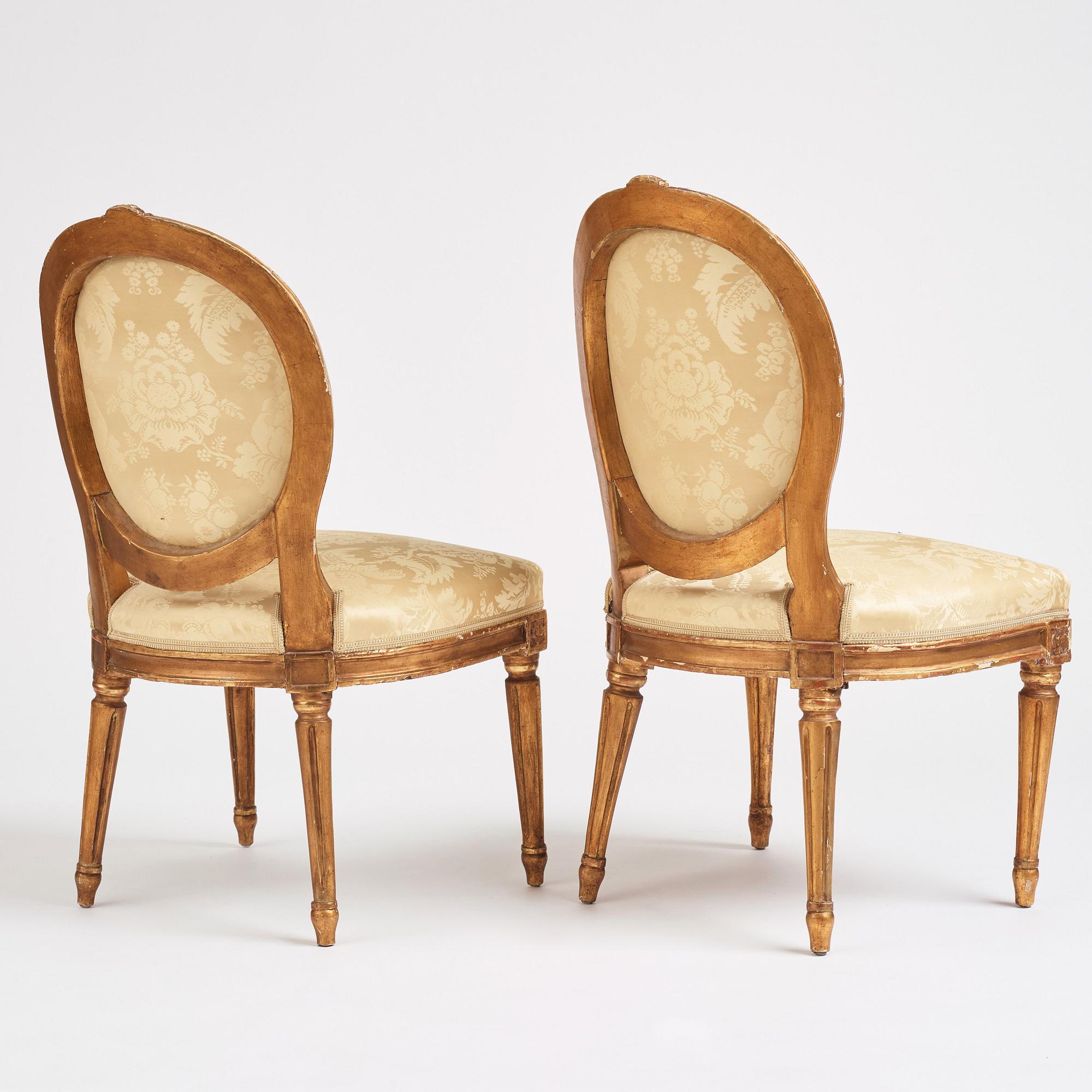 A pair of Gustavian chairs, Stockholm, second part of the 18th century.