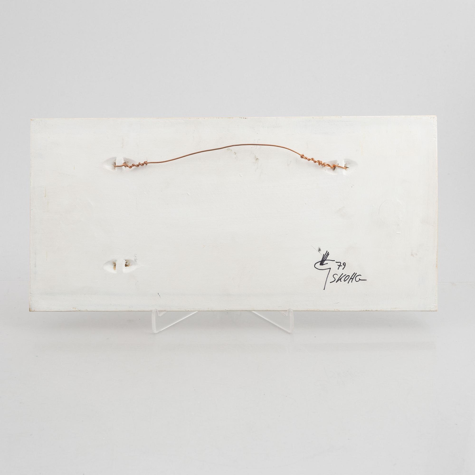 Börje Skohg, väggplaketter, tre stycken, stengods, Gustavsberg/Gustavsberg studio, 1970-tal.