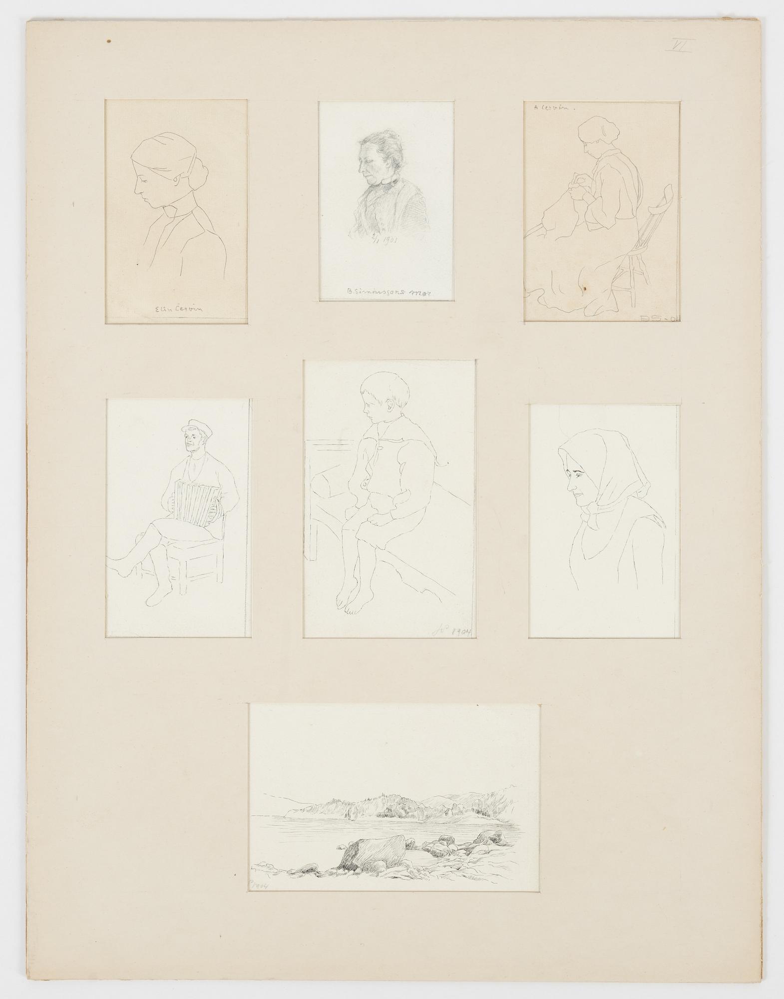 Birger Simonsson, portfolio with 62 drawings. watercolours, pencildrawings.