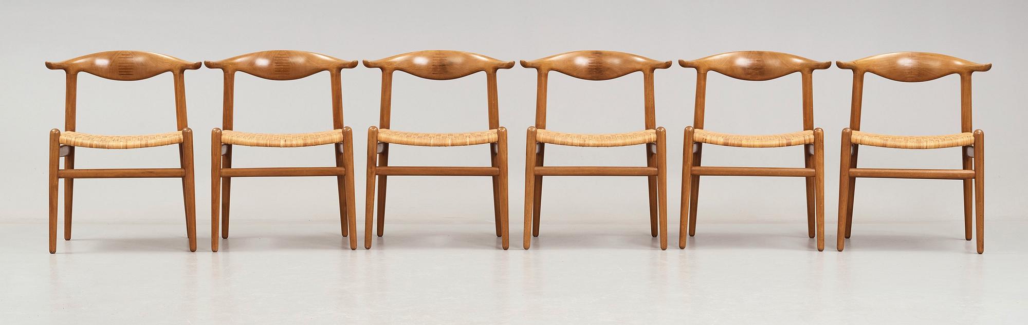 Hans J. Wegner, "Kohornsstolen/ Cowhorn chair", sex stycken, "JH-505", Johannes Hansen, Danmark 1950-60.