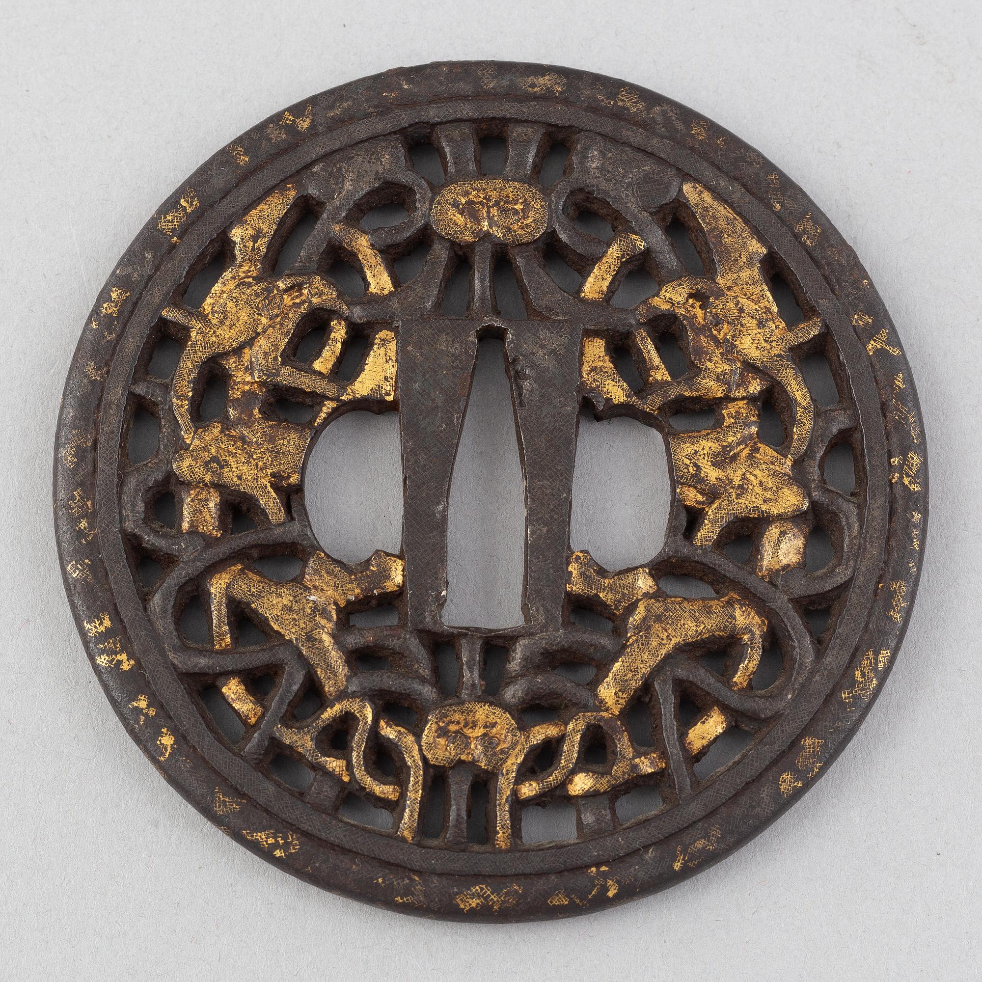 Tsuba, 3 pieces, mumei, Japan, 19th century.