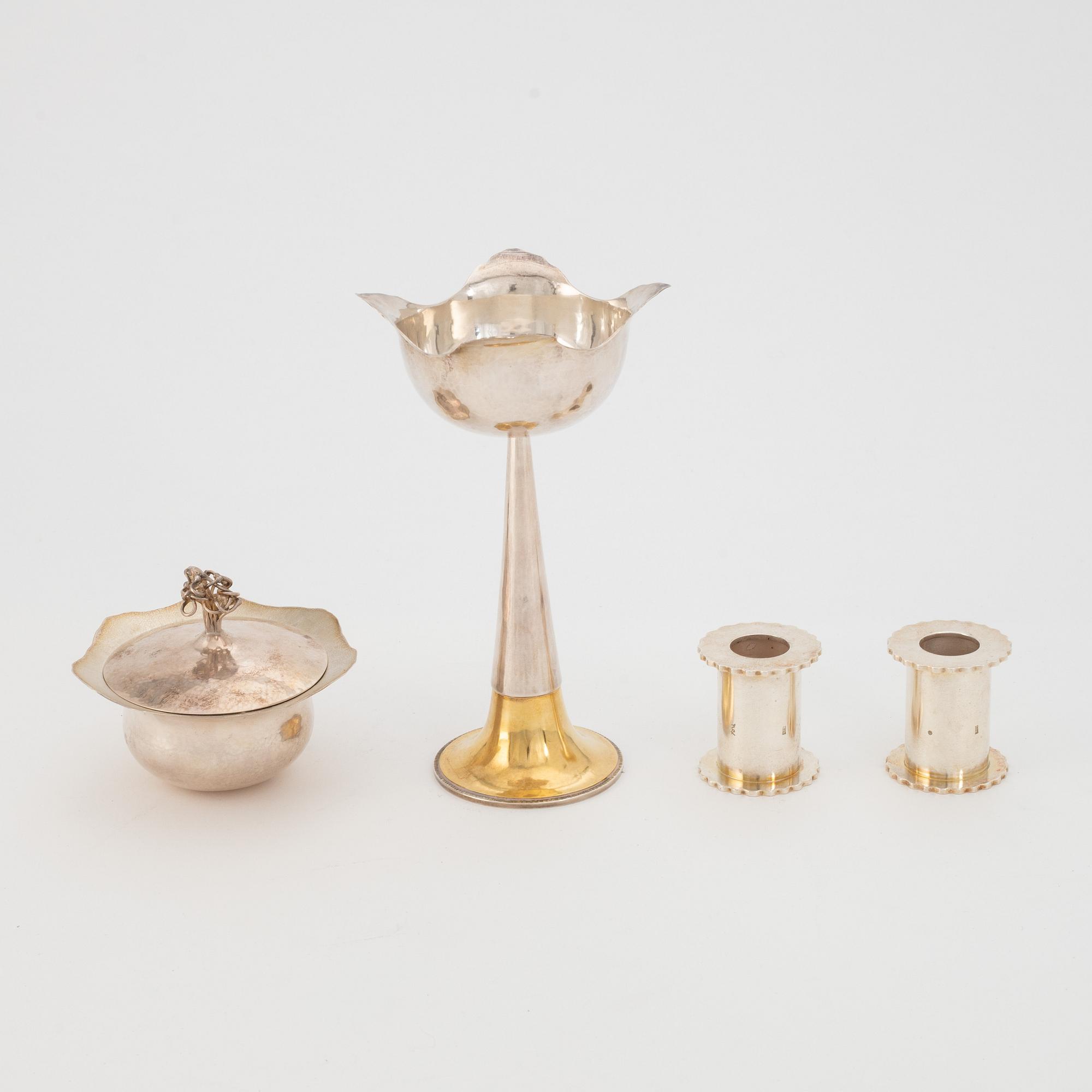 Tore SVensson Ateljé, four silver table decorations, sterling silver, Gothemburg, 1980-1993.