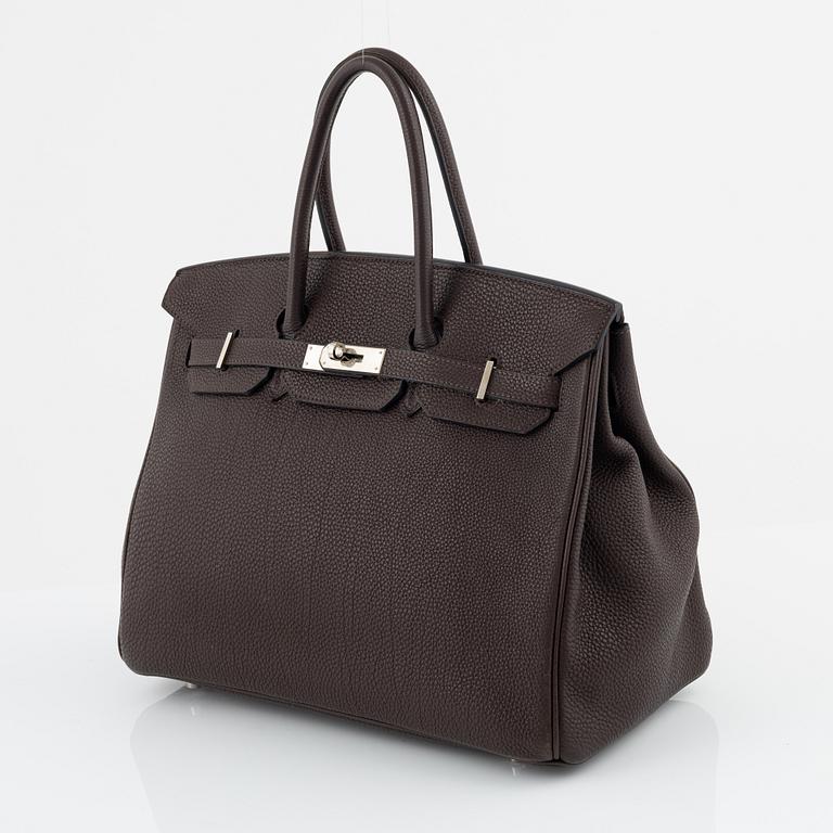 Hermès, a chocolate brown Togo leather 'Birkin 35' handbag, 2008.