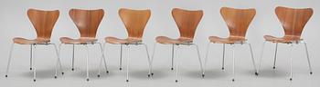 STOLAR, 6 st, "Sjuan", Arne Jacobsen, Fritz Hansen. 1960/70-tal.