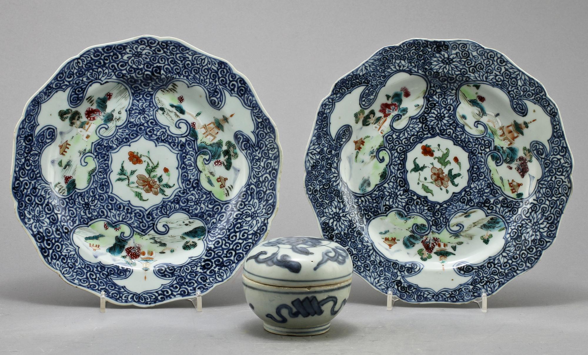 PARTI PORSLIN, 3 delar, Kina, 1700/1800-tal.