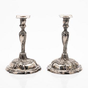 Ljusstakar, ett par, silver, Conrad Jurgen Hartwig, Schleswig.