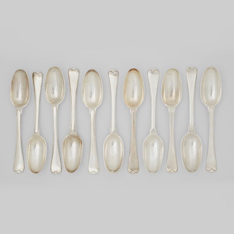 A set of eleven Swedish silver spoons, mark of Mikael Lindberg, Ängelholm 1786-1796.