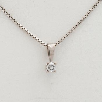Necklace 18K white gold with a round brilliant-cut diamond.