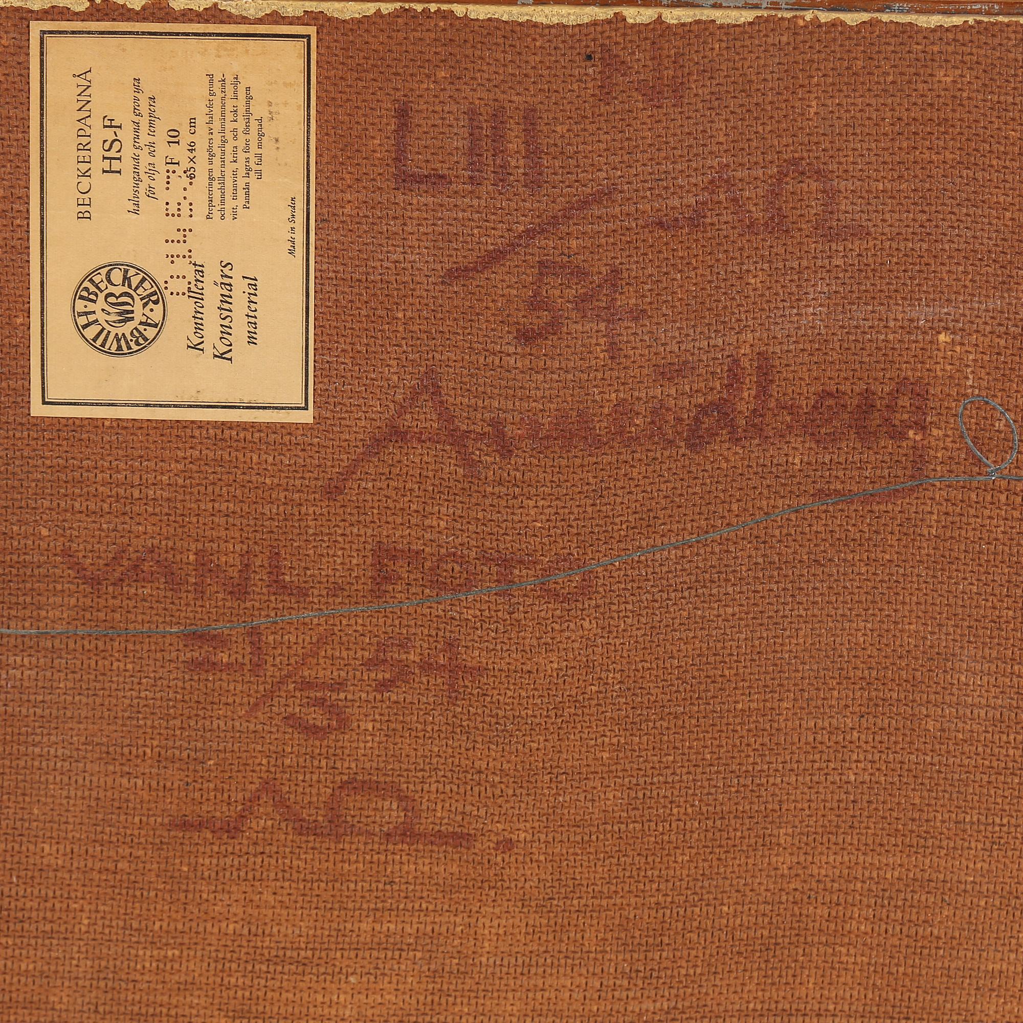 ARNE ÖDBERG, oil on panel, signed with monogram. Dated -54 verso.