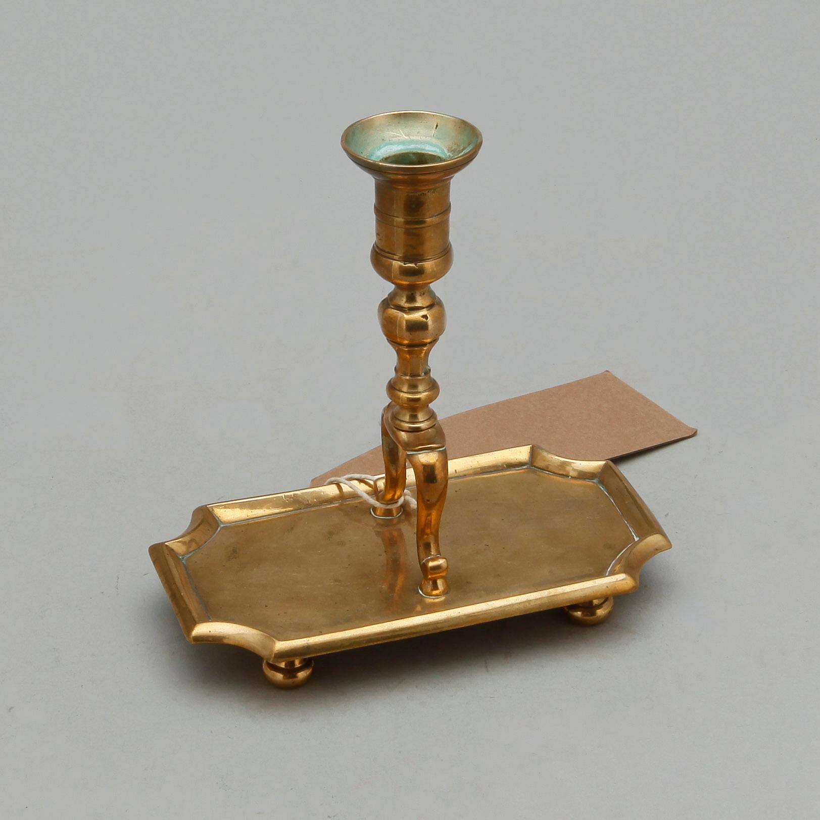 LJUSSTAKE, mässing, 1700/1800-tal.