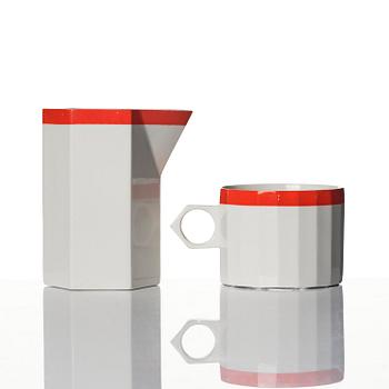 Karin Björquist, a 76-piece “Röd kant” bone china dinner service, Gustavsberg, post 1968.