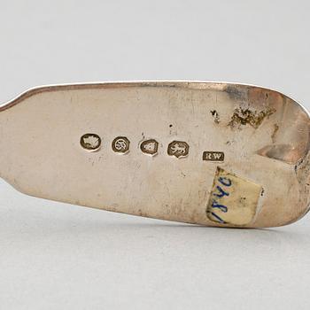 MATSKEDAR, 10 st, silver, mest London och 1800-tal. Tot ca 680 gram.
