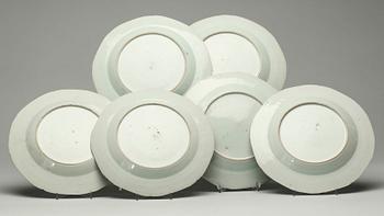 TALLRIKAR, 6 stycken, Kina, omkring 1800.