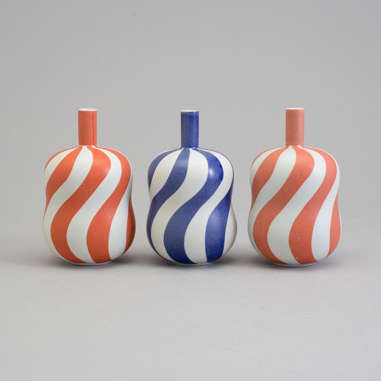INGER PERSSON, three vases, stoneware, two signed I Persson and dated -94, Rörstrand.