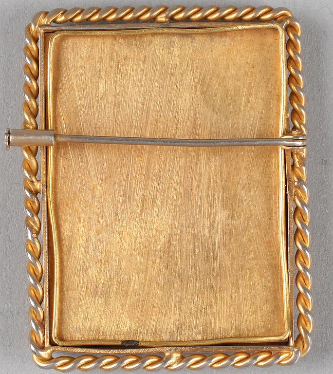 MINIATYRMÅLNING, måleri på ben. Monogramsign, trol Frankrike, 1800-tal.