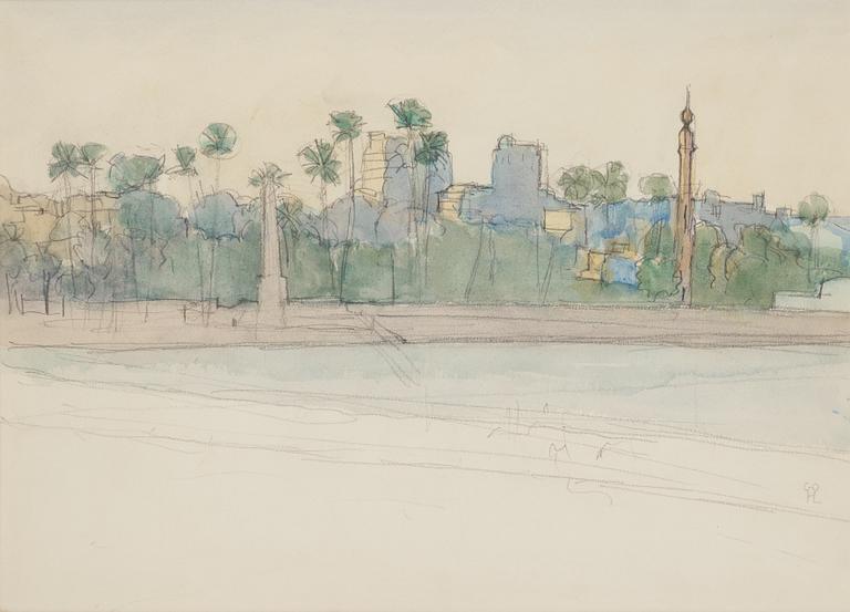 HILDING LINNQVIST, blyerts och akvarell, monogramsignerad.