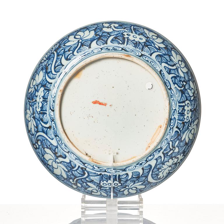 A blue and white dish, Ming dynasty, late 15th Century/early 16th Century.