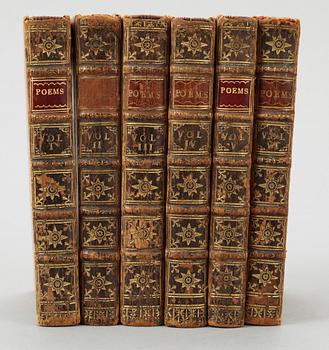 BOKVERK OM POESI, 6 vol, "A collection of poems in six volumes by several hands" troligen samtliga London 1758.