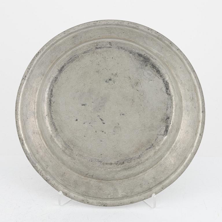 A group of eight Swedish pewter dishes, 18th-20th Century, including Mathias Norling, Jönköping, 1863.