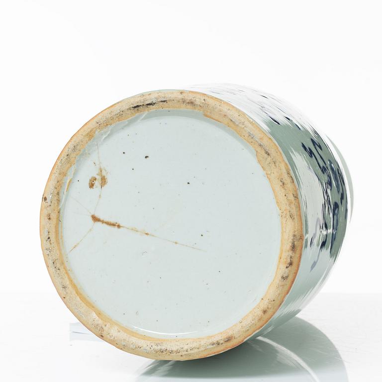 A large Chinese blue and white on celadon ground vase, early 20th century.