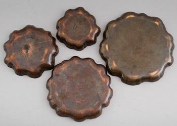ASKFAT, 4 st, brons, Tiffany Studios, New York, 1900-talets första hälft.